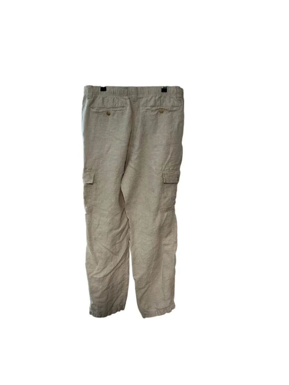 Caribbean Flat Front Elastic Waist Cargo Pockets Linen Pants Beach Men’s 38x30